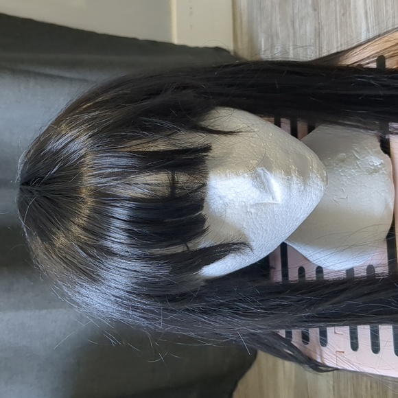 24 inch Brunette Long Straight Synthetic Wig - Picture 2 of 5